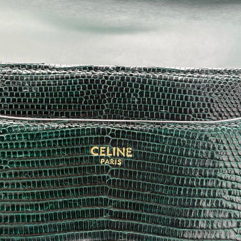 [Pre-owned] CELINE 16 BAG Handbag Green Lizard Pre-owned USED Bag