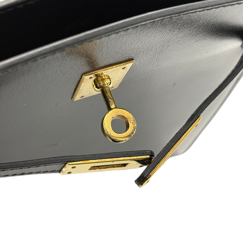 【中古】 Hermes エルメス KELLY SPORTS PM ケリースポーツPM ショルダーバッグ 〇P刻（1986年） ブラック ボックスカーフ ヴィンテージ 中古 USED バッグ
