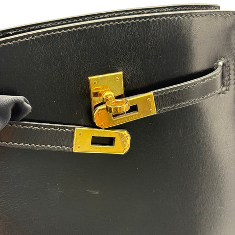 【中古】 Hermes エルメス KELLY SPORTS PM ケリースポーツPM ショルダーバッグ 〇P刻（1986年） ブラック ボックスカーフ ヴィンテージ 中古 USED バッグ