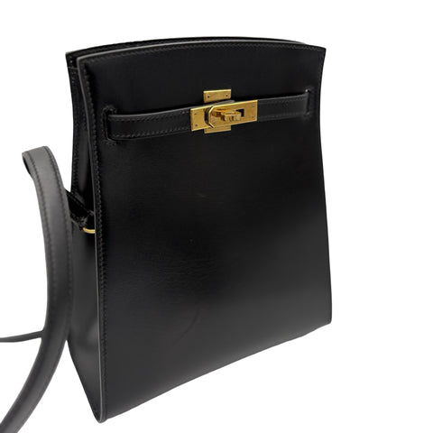 【中古】 Hermes エルメス KELLY SPORTS PM ケリースポーツPM ショルダーバッグ 〇P刻（1986年） ブラック ボックスカーフ ヴィンテージ 中古 USED バッグ