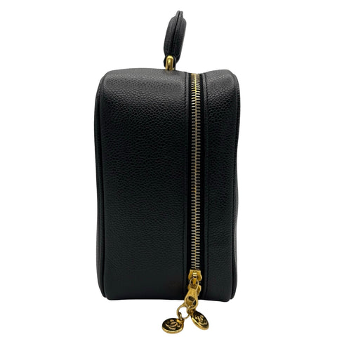 【中古】 CHANEL シャネル 2WAY VANITY BAG デカココ2WAYバニティバッグ ショルダーバッグ メイクポーチ 4番台(1996~1998年） ブラック キャビアスキン 中古 USED バッグ