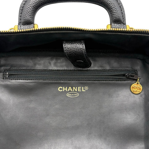 【中古】 CHANEL シャネル 2WAY VANITY BAG デカココ2WAYバニティバッグ ショルダーバッグ メイクポーチ 4番台(1996~1998年） ブラック キャビアスキン 中古 USED バッグ