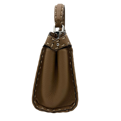 [Excellent Condition] FENDI PEEKABOO/SELLERIA 2WAY BAG MINI, Shoulder Bag, Beige, Canvas x Leather, Pre-owned