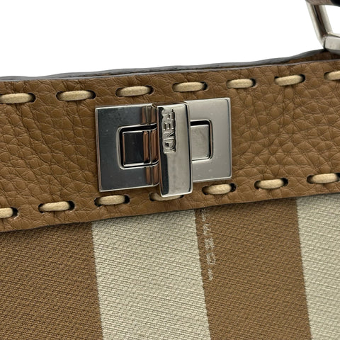 [Excellent Condition] FENDI PEEKABOO/SELLERIA 2WAY BAG MINI, Shoulder Bag, Beige, Canvas x Leather, Pre-owned