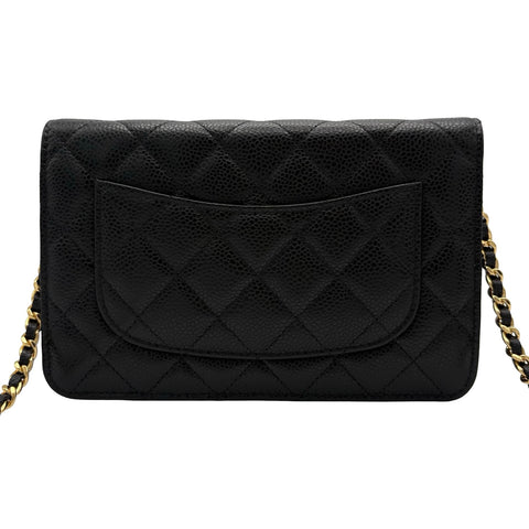 [Excellent Condition] CHANEL Chain Wallet Shoulder Bag, 27-Series (2018-2019), Black, Caviar Skin, Pre-owned Bag