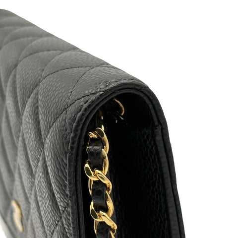 [Excellent Condition] CHANEL Chain Wallet Shoulder Bag, 27-Series (2018-2019), Black, Caviar Skin, Pre-owned Bag