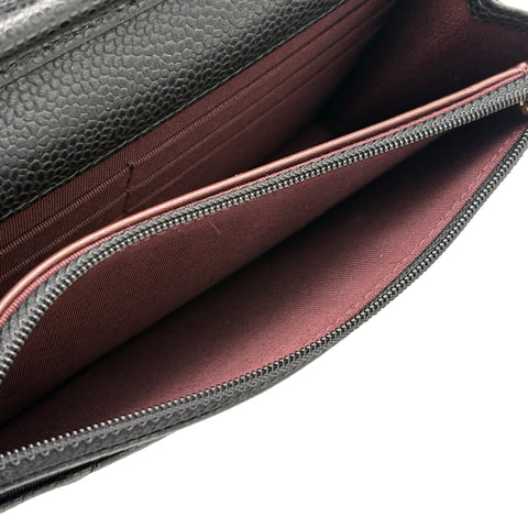[Excellent Condition] CHANEL Chain Wallet Shoulder Bag, 27-Series (2018-2019), Black, Caviar Skin, Pre-owned Bag