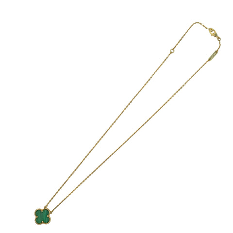 【中古】Van Cleef＆Arpels ヴァンクリーフ＆アーペル K18YG VINTAGE ALHAMBRA NECKLACE ヴィンテージ アルハンブラ ペンダント マラカイト ネックレス 5.3g