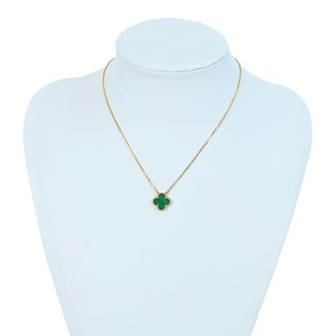 【中古】Van Cleef＆Arpels ヴァンクリーフ＆アーペル K18YG VINTAGE ALHAMBRA NECKLACE ヴィンテージ アルハンブラ ペンダント マラカイト ネックレス 5.3g
