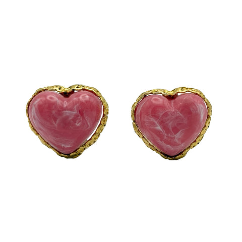 【中古】 CHANEL シャネル HEART MOTIF STONE EARRINGS ハートモチーフストーンイヤリング イヤリング ゴールド　ピンク GP 中古 GOLD PINK GP