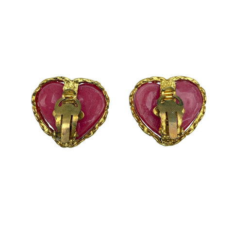 【中古】 CHANEL シャネル HEART MOTIF STONE EARRINGS ハートモチーフストーンイヤリング イヤリング ゴールド　ピンク GP 中古 GOLD PINK GP