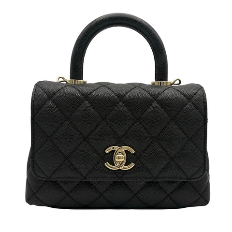 【中古】 CHANEL シャネル COCO HANDLE XXS ココハンドル XXS ハンドバッグ ショルダーバッグ ランダム番(2021年～) ブラック キャビアスキン 中古 USED バッグ