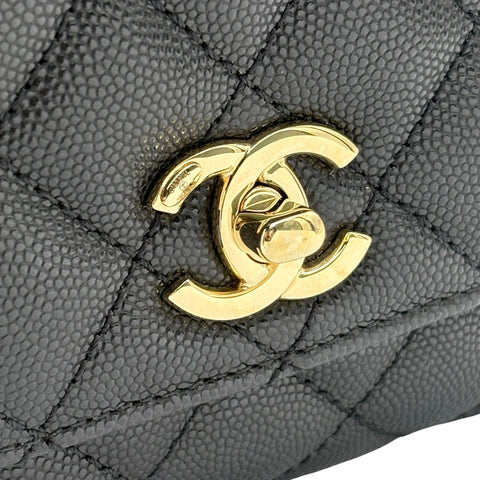 【中古】 CHANEL シャネル COCO HANDLE XXS ココハンドル XXS ハンドバッグ ショルダーバッグ ランダム番(2021年～) ブラック キャビアスキン 中古 USED バッグ