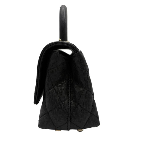 【中古】 CHANEL シャネル COCO HANDLE XXS ココハンドル XXS ハンドバッグ ショルダーバッグ ランダム番(2021年～) ブラック キャビアスキン 中古 USED バッグ