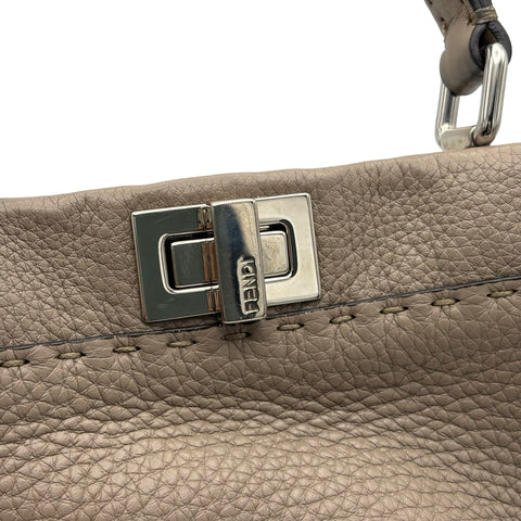 [Pre-owned] FENDI Peekaboo Small Shoulder Bag Handbag Gray Leather x Python USED Bag