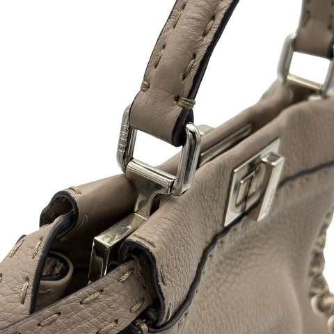 [Pre-owned] FENDI Peekaboo Small Shoulder Bag Handbag Gray Leather x Python USED Bag