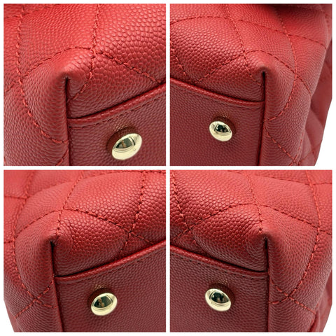 [Pre-owned] CHANEL Coco Handle Handbag Shoulder Bag IC Chip (2021-Present) Red Caviar Skin Pre-owned USED Bag