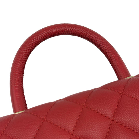[Pre-owned] CHANEL Coco Handle Handbag Shoulder Bag IC Chip (2021-Present) Red Caviar Skin Pre-owned USED Bag