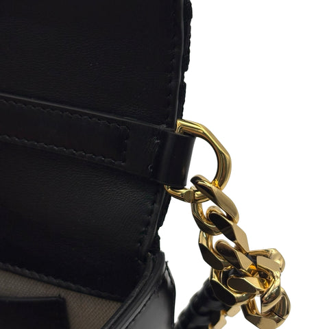 【美品】 GIVENCHY ジバンシィ SHOULDER BAG ショルダーバッグ ショルダーバッグ  ブラック キャンバス　カフースキン 中古 USED バッグ