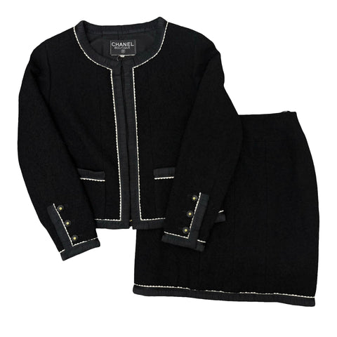 [Pre-owned] CHANEL COLLARLESS TRIM SET UP Jacket Skirt 36 USED 1994 VINTAGE ITEM