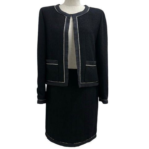 [Pre-owned] CHANEL COLLARLESS TRIM SET UP Jacket Skirt 36 USED 1994 VINTAGE ITEM