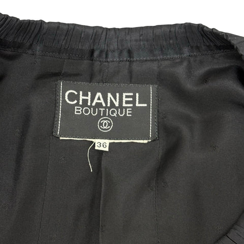 [Pre-owned] CHANEL COLLARLESS TRIM SET UP Jacket Skirt 36 USED 1994 VINTAGE ITEM
