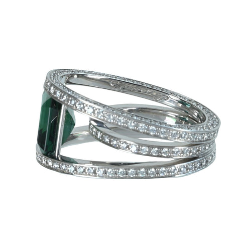 [Excellent Condition] BREGUET K18WG Reine de Naples Green Tourmaline Ring 5.59ct D1.92ct 14.4g #51