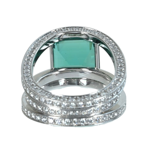 [Excellent Condition] BREGUET K18WG Reine de Naples Green Tourmaline Ring 5.59ct D1.92ct 14.4g #51