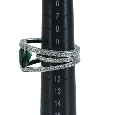 [Excellent Condition] BREGUET K18WG Reine de Naples Green Tourmaline Ring 5.59ct D1.92ct 14.4g #51