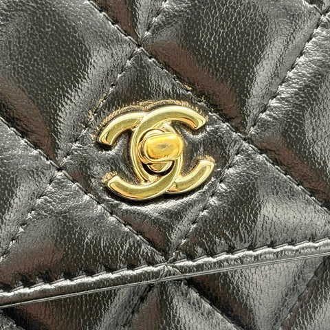 [Pre-owned] CHANEL Pearl Charms Wallet on Chain Bag, 27-series (2018–2019), Black, Calfskin, Used Bag