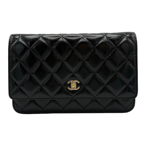 [Pre-owned] CHANEL Pearl Charms Wallet on Chain Bag, 27-series (2018–2019), Black, Calfskin, Used Bag