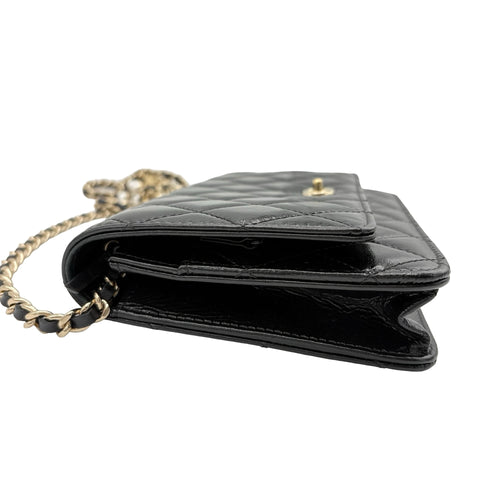 [Pre-owned] CHANEL Pearl Charms Wallet on Chain Bag, 27-series (2018–2019), Black, Calfskin, Used Bag