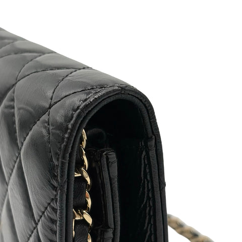 [Pre-owned] CHANEL Pearl Charms Wallet on Chain Bag, 27-series (2018–2019), Black, Calfskin, Used Bag