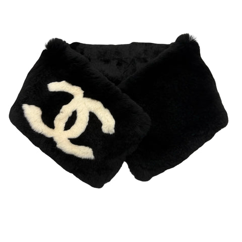 [Excellent Condition] CHANEL Muffler Fur Black 100% Rabbit Pre-owned BLACK 100% RABBIT Accessory