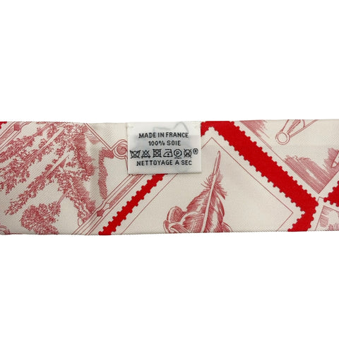 【A estrenar】 Hermes Hermès "Faubourg Stamp Collectors" Twilly Rosa/Rojo/Multicolor 100% Seda A estrenar