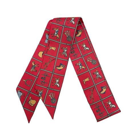 【新品未使用】 Hermes エルメス TWILLY《Couvertures et Tenues De》 ツイリー《馬着》 TWILLY レッド/グレナディーヌ/キャメル/ブルー シルク100％ 新品未使用 SILK100%