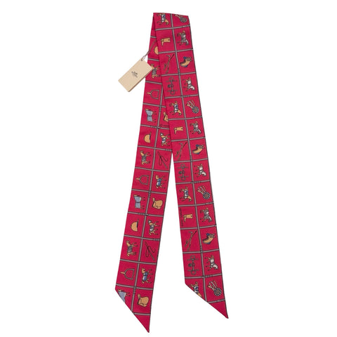 【新品未使用】 Hermes エルメス TWILLY《Couvertures et Tenues De》 ツイリー《馬着》 TWILLY レッド/グレナディーヌ/キャメル/ブルー シルク100％ 新品未使用 SILK100%