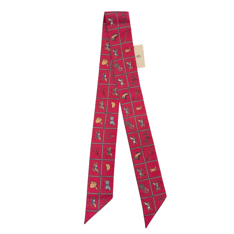 【新品未使用】 Hermes エルメス TWILLY《Couvertures et Tenues De》 ツイリー《馬着》 TWILLY レッド/グレナディーヌ/キャメル/ブルー シルク100％ 新品未使用 SILK100%
