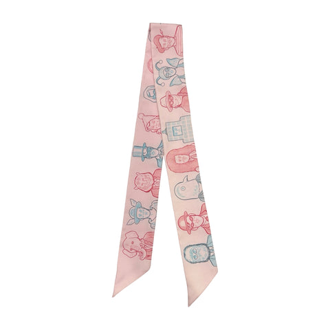 【Nuevo a estrenar】 Hermes Twilly "Dress Code" Accesorios Rosa Pálido/Azul/Rojo 100% Seda Nuevo a estrenar ROSE PALE/BLEU/ROUGE SILK100%