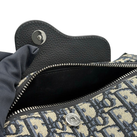 [Excellent Condition] Christian Dior OBLIQUE LINGOT 22 Shoulder Bag Navy Canvas/Leather USED Men's Bag