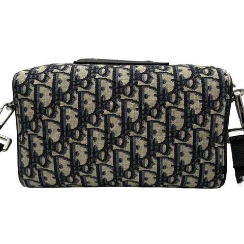 [Excellent Condition] Christian Dior OBLIQUE LINGOT 22 Shoulder Bag Navy Canvas/Leather USED Men's Bag