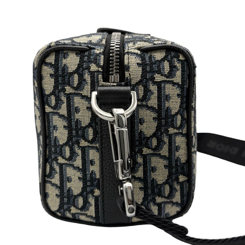 [Excellent Condition] Christian Dior OBLIQUE LINGOT 22 Shoulder Bag Navy Canvas/Leather USED Men's Bag