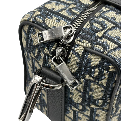 [Excellent Condition] Christian Dior OBLIQUE LINGOT 22 Shoulder Bag Navy Canvas/Leather USED Men's Bag