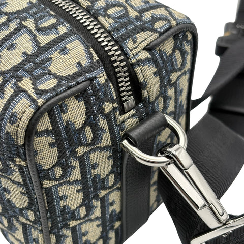 [Excellent Condition] Christian Dior OBLIQUE LINGOT 22 Shoulder Bag Navy Canvas/Leather USED Men's Bag