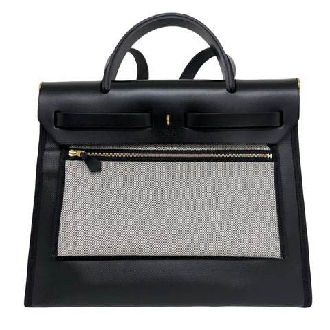 [Pre-owned] Hermes Herbag 31 Shoulder Bag, B Stamp (2023), Black Toile H Berline/Leather, Used