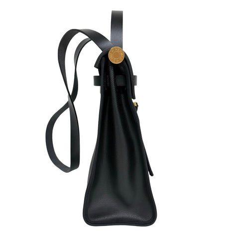 [Pre-owned] Hermes Herbag 31 Shoulder Bag, B Stamp (2023), Black Toile H Berline/Leather, Used