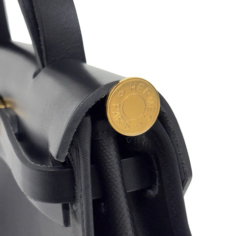 [Pre-owned] Hermes Herbag 31 Shoulder Bag, B Stamp (2023), Black Toile H Berline/Leather, Used