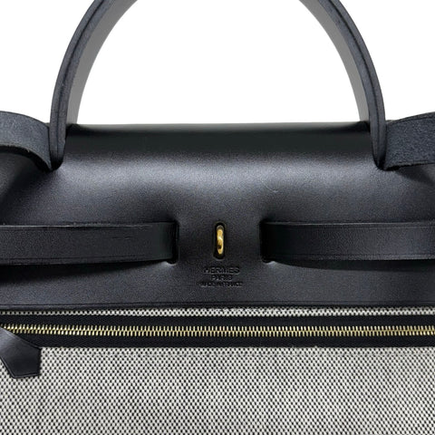 [Pre-owned] Hermes Herbag 31 Shoulder Bag, B Stamp (2023), Black Toile H Berline/Leather, Used
