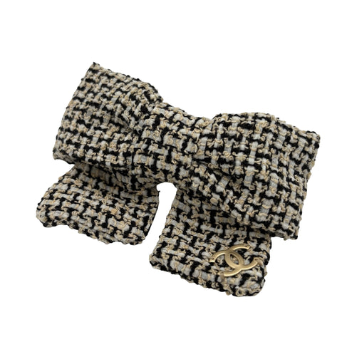 【中古】 CHANEL シャネル TWEED BARRETTE ツイード バレッタ BARRETTE ブラック/ホワイト/ベージュ ツイード 中古 BLACK/WHITE/BEIGE TWEED