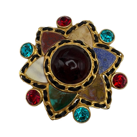 【中古】 CHANEL シャネル BROOCH ブローチ  天然石 六芒星 マルチカラー 中古 MULTI COLOR